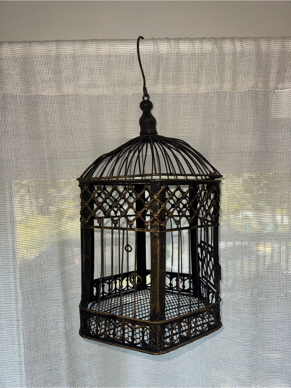 Black and Gold Metal Hanging Birdcage